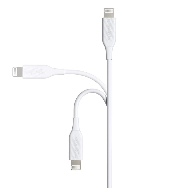 [Australia - AusPower] - Amazon Basics ABS USB-A to Lightning Cable Cord, MFi Certified Charger for Apple iPhone, iPad, White, 1-Ft 1 Feet 