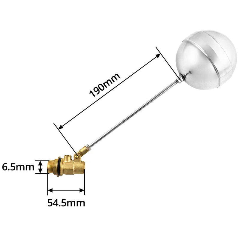 [Australia - AusPower] - QWORK Stainless Steel Floating Ball Float Valves 1/2 inch DN15 Adjustable Male Thread Water Float Sensor Hydraulics, Pneumatics & Plumbingall 1 Pack 1/2" DN15 