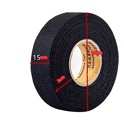 [Australia - AusPower] - 5 Rolls Wire Loom Harness Tape, Wiring Harness Cloth Tape, Wiring Loom Harness Adhesive Cloth Fabric Tap， Adhesive Fabric Tape for Automobile ，Wire harnessing Noise Damping Heat Proof(15 mm x 15 m) 
