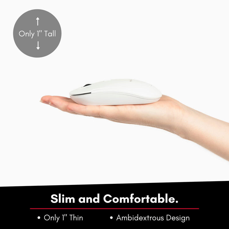 [Australia - AusPower] - Macally Wireless Bluetooth Mouse for Mac, MacBook Pro / Air, iPad, and PC - Quiet Click and Comfortable Wireless Mouse - Compatible Wireless Apple Mouse - White Laptop Mouse Bluetooth 