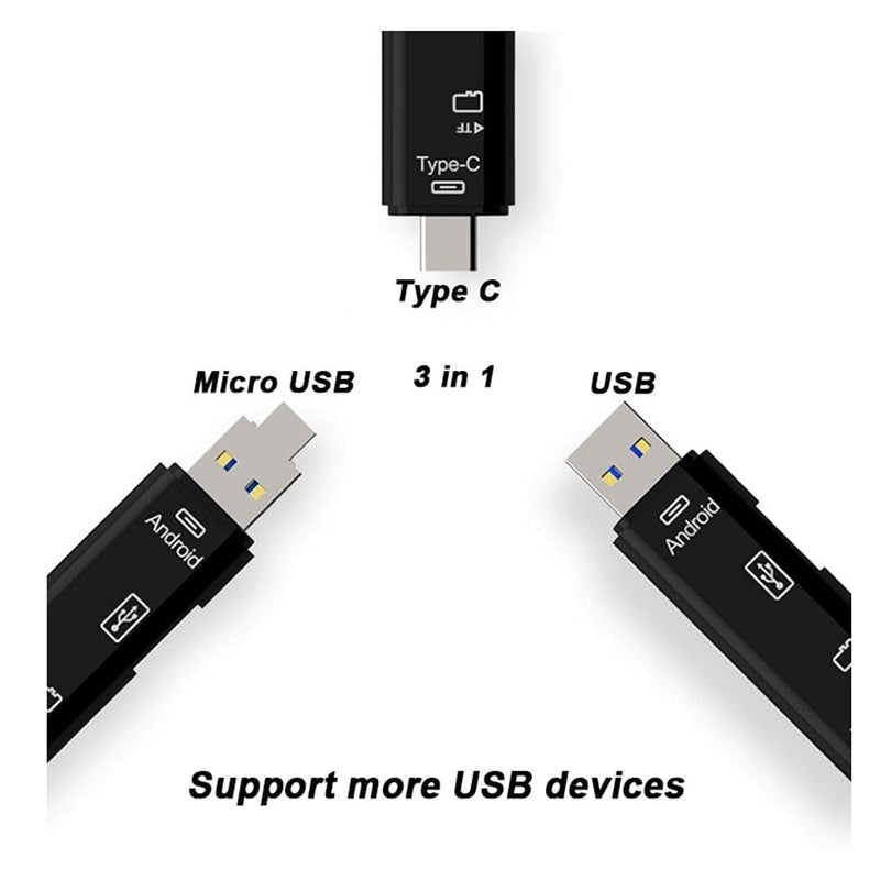 [Australia - AusPower] - SNESH-5 in 1 Micro SD Card Reader Adapter Type C Micro USB SD Memory Card Reader Compatible with MacBook Laptop USB 3.0 SD/TF OTG Card Reader 