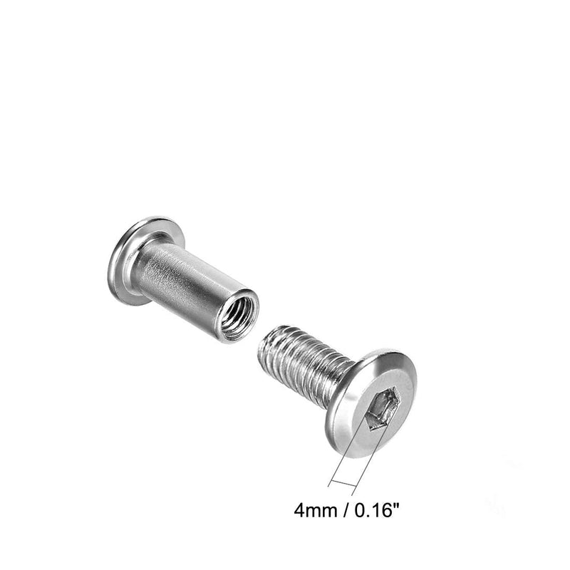 [Australia - AusPower] - Awclub Screw Post Fit for 5/16"(8mm) Hole Dia, Male M6x12mm Belt Buckle Binding Bolts Leather Fastener Carbon Steel Silver 10 Sets M6*12 