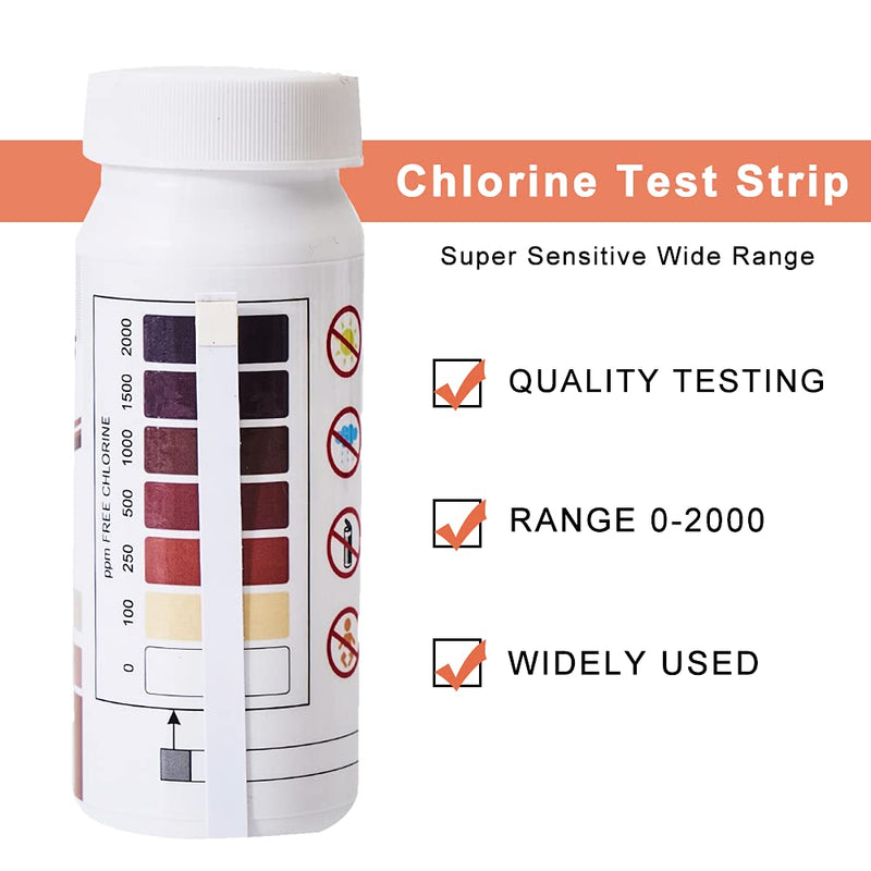 [Australia - AusPower] - SuperCheck Active Chlorine Bleach Test Strips, 0-2000 ppm, 2 Packs, Bleach Test Strips for Daycares, Measure the Concentration of Chlorine and Bleach in Sanitizing Solutions, Test Strips for Sanitizer 
