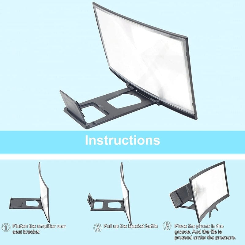 [Australia - AusPower] - CHANGAIDA 12 Inch 3D Curved HD Phone Screen Amplifier Foldable Phone Holder Suit for All Smartphones 