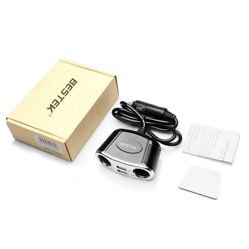 [Australia - AusPower] - BESTEK 150W 2-Socket Cigarette Lighter Power Adapter DC Outlet Splitter 3.1A Dual USB Car Charger for iPhone X/8/7/6s/6 Plus, iPad, Samsung Galaxy S9/S9 Plus and More Sliver 