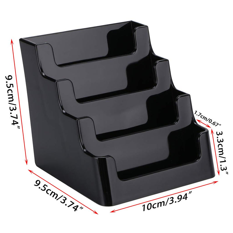 [Australia - AusPower] - Hipiwe 2 Packs 4-Tier Acrylic Business Card Holder Stand Clear Desktop Index Card Filing Card Holder Diaplay Black 