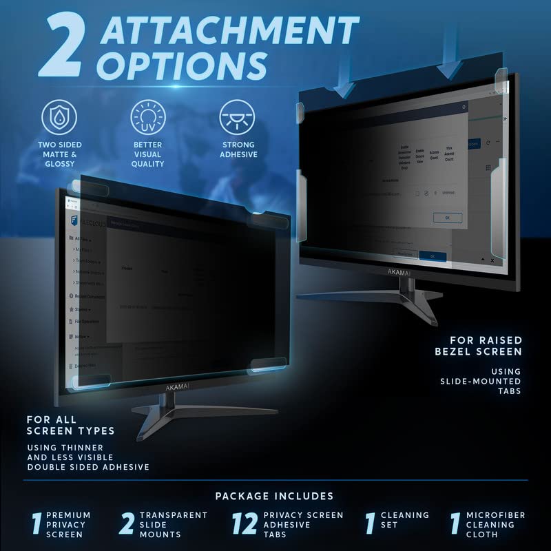 [Australia - AusPower] - 18.5 inch Computer Privacy Screen (16:9) - Black Security Shield - Desktop Monitor Protector - UV & Blue Light Filter by Akamai (18.5" Widescreen (16:9), Black 18.5 inch WIDESCREEN (16:9) Black Privacy 