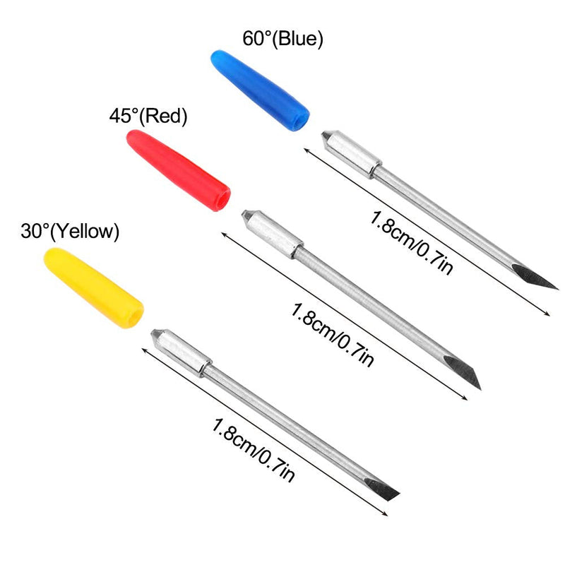 [Australia - AusPower] - AFUNTA 30 pcs 30/45 /60 Degree Carving Knife Vinyl Cutter Plotter Cutting Blades for CB09 CB09U Graphtec – Blue, Yellow, Red 