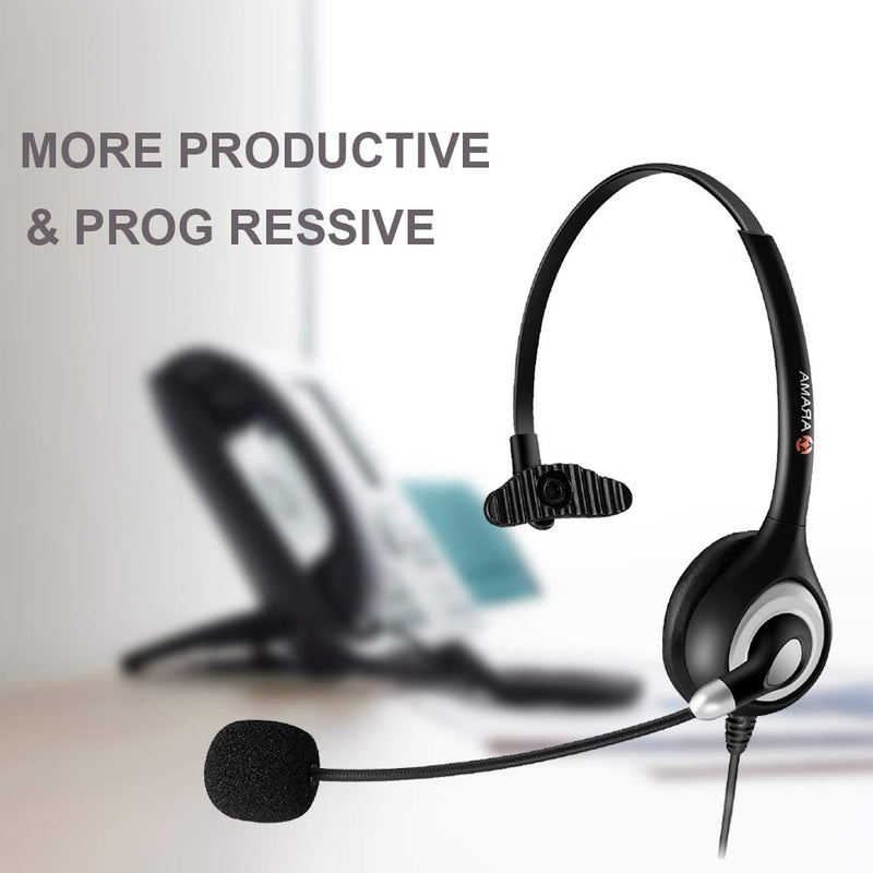 [Australia - AusPower] - Phone Headset 2.5mm with Noise Canceling Mic & Mute Switch Telephone Headset for Panasonic AT&T Vtech Uniden Cisco Grandstream Cordless Phones 