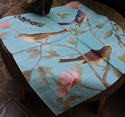 [Australia - AusPower] - Paper Napkins, Alink Luncheon Party Napkins Serviettes Printed Birds 20 Count 2-Ply, 13 x 13 Inch Blue 