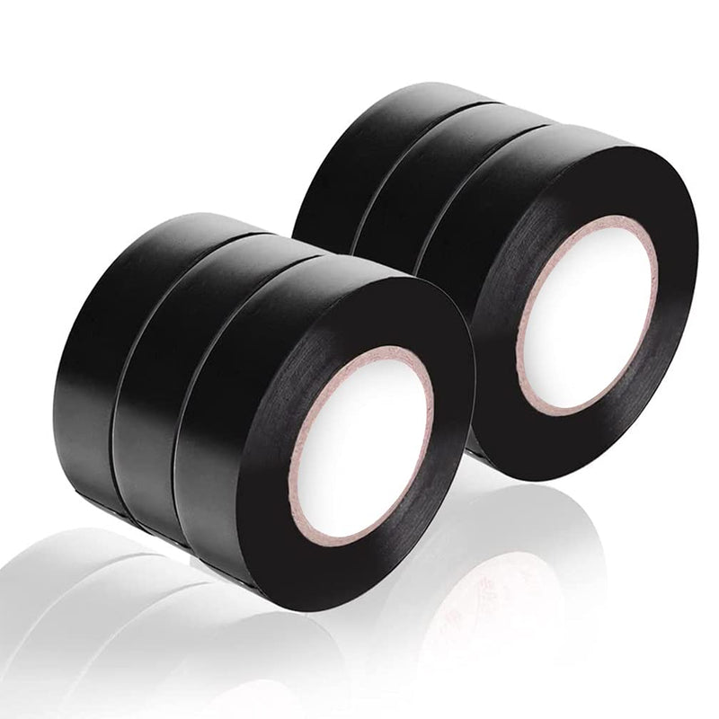 [Australia - AusPower] - Black Electrical Tape 6 Pack Each Roll 0.6" x 50' - Viaky High End Industrial Grade - Rated to 176 Degrees & 600 Volts - Vinyl Insulating Backing - Perfect for Electric Wiring Projects 6 black 