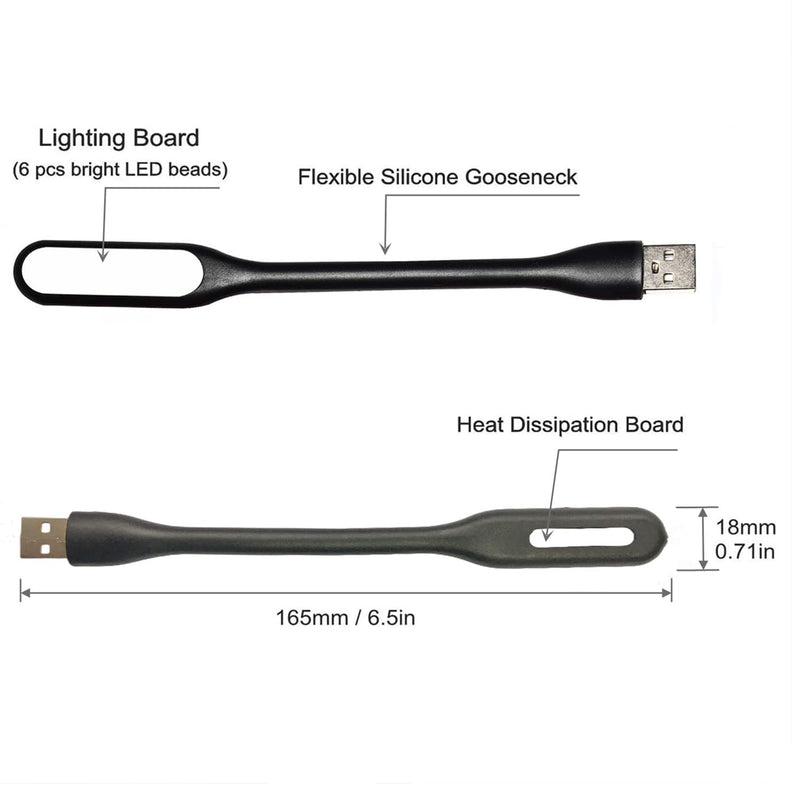 [Australia - AusPower] - Kyfreshpower Flexible Mini USB LED Lamp Light Portable Night Light Compatible for Power Bank, Laptop, Notebook, Reading, Computer Keyboard USB Light (8-Pack, Black) 