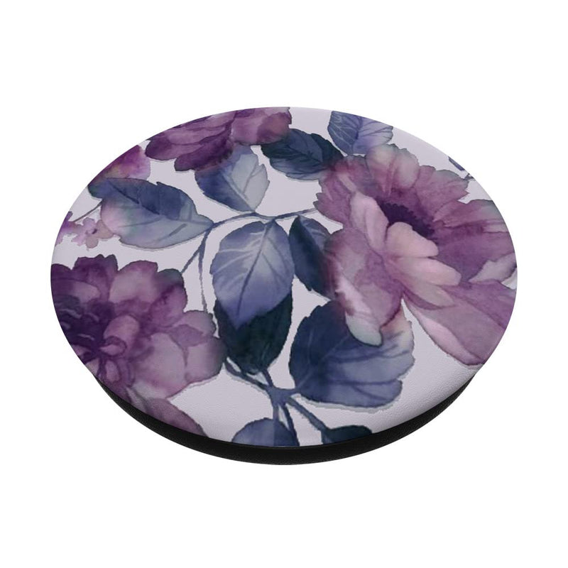 [Australia - AusPower] - Watercolor Purple Blossoms Floral with Purple flowers PopSockets Swappable PopGrip Black 