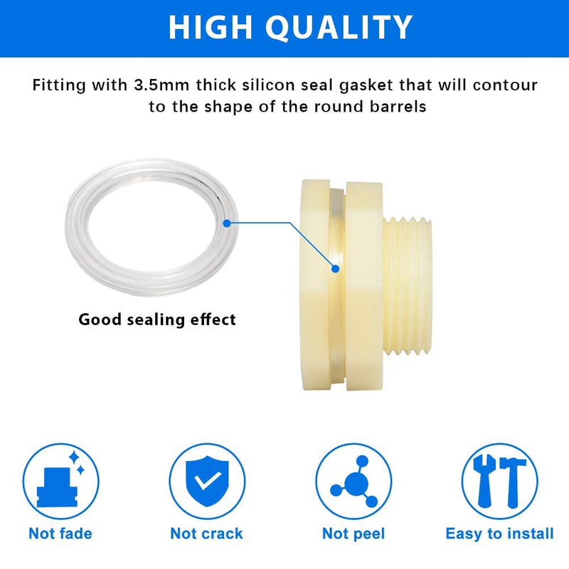 [Australia - AusPower] - Quickun 3/4" ABS Bulkhead Water Tank Connector Adapter Fitting with Plugs Thru-Bulk Pipe Fitting (Set of 4) 3/4 inch Set of 4 
