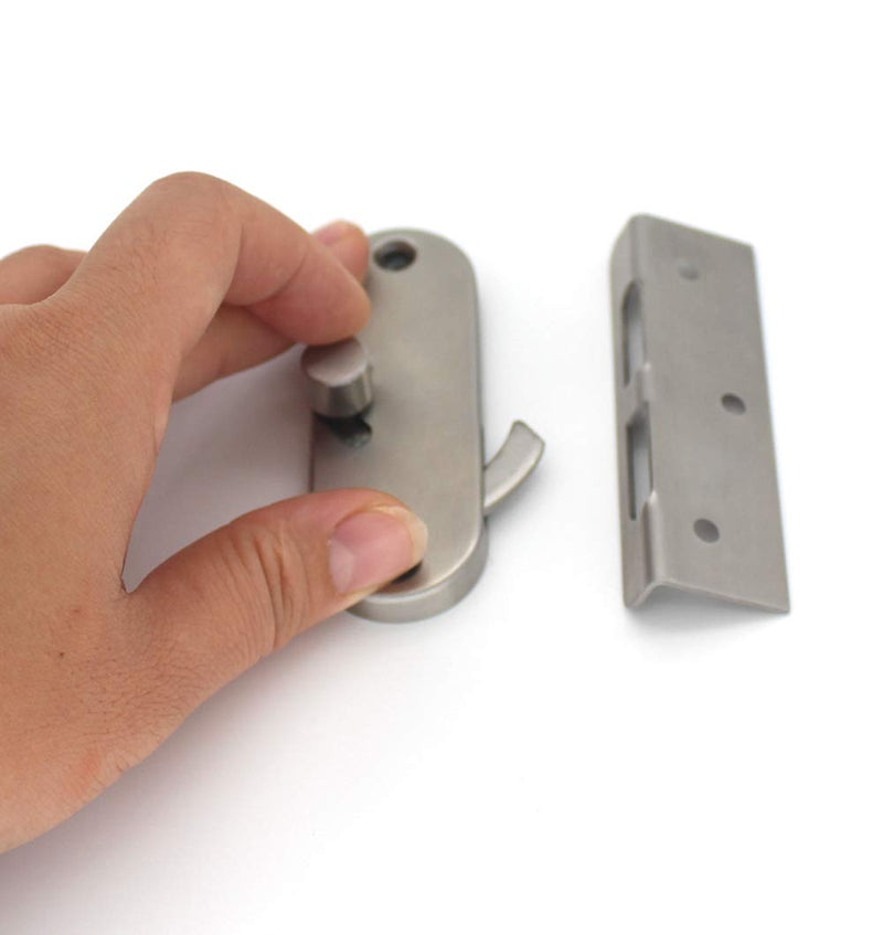 [Australia - AusPower] - Large 90 Degree flip Stainless Steel Sliding Door Lock Latch cam Lock Curved Door Buckle (Silver) 