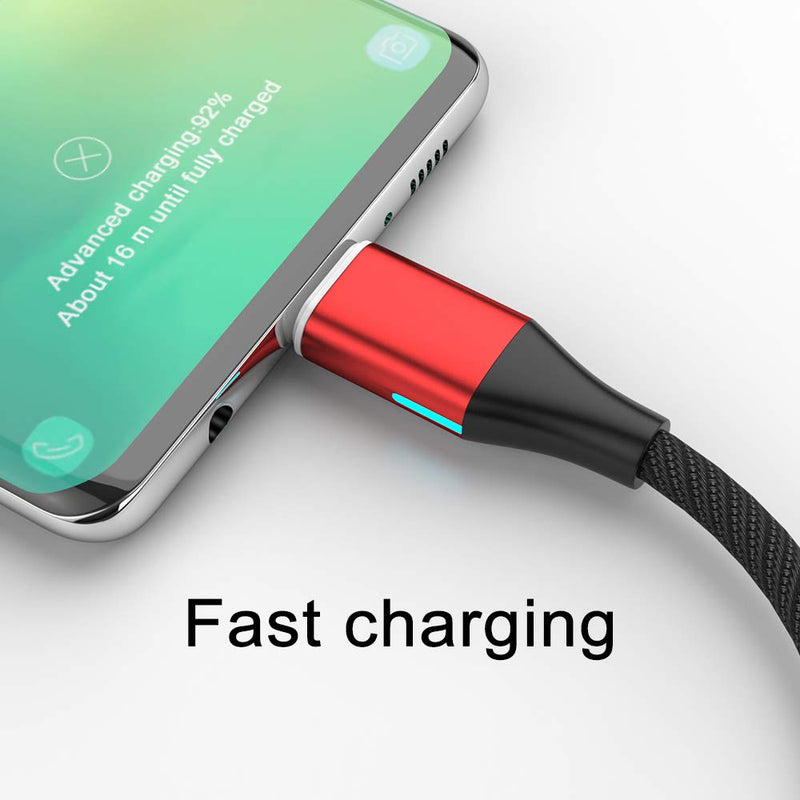 [Australia - AusPower] - NetDot Magnetic Charging Cable, Gen10 Nylon Braided 2-in-1 Magnetic Phone Charger Compatible with USB-C and Micro USB Devices (3.3ft/3 Pack red) 3.3ft 