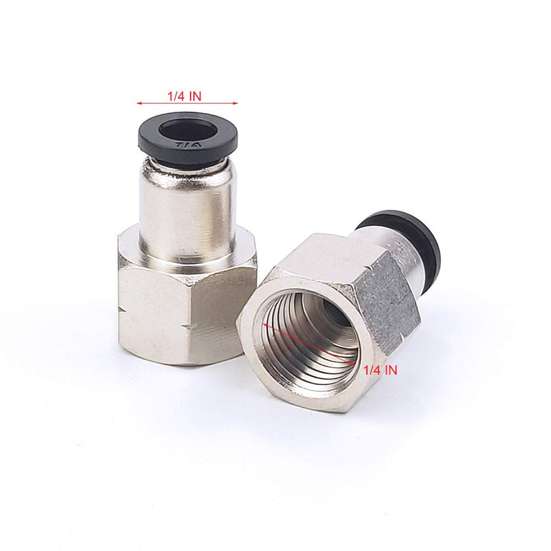[Australia - AusPower] - 10 Pack Pneumatic Female Straight 1/4 Inch Tube OD x 1/4 Inch NPT Thread Push to Connect Air Fittings Ptc Air Connector Air Line Fittings Quick Connect Fitting 