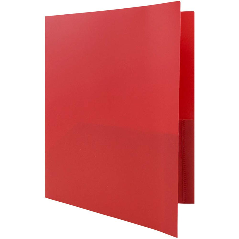 [Australia - AusPower] - JAM PAPER Plastic 2 Pocket POP Folders - Durable School Folders - Red - 6/Pack 