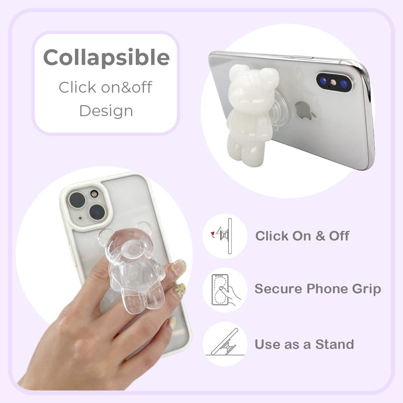 [Australia - AusPower] - GRIPONG Cute 3D Gummy Bear Expandable Collapsible Mobile Phone Grip Stand Holder for Smartphone Tablet Cell Phone Accessory (Bear Matte Purple) Bear Matte Purple 
