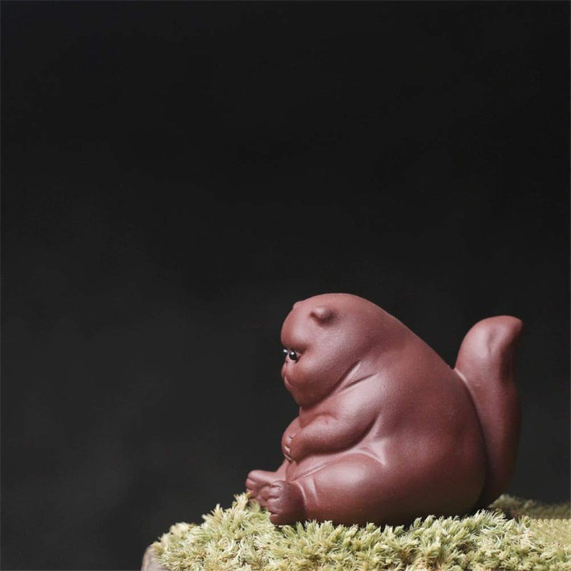 [Australia - AusPower] - SCE Purple Clay Tea Pet Samll Angry Cat Figurines, Cute Kung Fu Tea Crafts for Tea Room/Home/Car Decoration, Ideal Ornaments Gift for Tea Lovers 