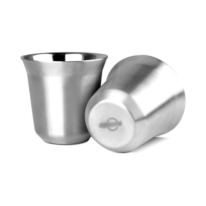 [Australia - AusPower] - 80ml Stainless Steel Espresso Cups Set - 2 Pack Double Wall 304 Stainless Steel Demitasse Cups 2.7oz By RECAPS 2 Count (Pack of 1) 