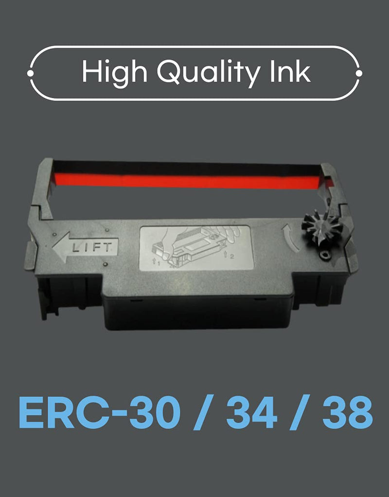 [Australia - AusPower] - POKANIC ERC-30/34 / 38 Black and Red Ink Ribbon Cartridge Roller Replacement Receipt Kitchen Printer Compatible with Epson TM-200, TMU-220,TMU-230, Bixolon, SNBC SRP-275, SRP-270, BTP-M280 (6 Pack) 6 Pack 