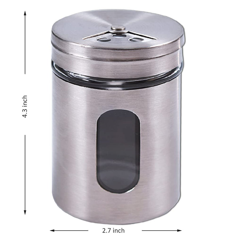 [Australia - AusPower] - 1 Pack Large Salt Shaker with 3 Adjustable Pour Holes - 4.3×2.7 Inch Salt Shaker with Stainless Steel Outer Layer and Internal Thick and Durable Glass for Granular Seasoning Large-1 Pack 