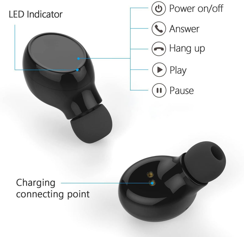 [Australia - AusPower] - XBAKE Single Bluetooth Earbud, Mini Invisible Wireless Headset, Smallest in-Ear Headphone, Sports Earpiece with Mic, 8 Hrs Playtime, for Car Vehicle Business, Waterproof Earphone for Android iPhone 