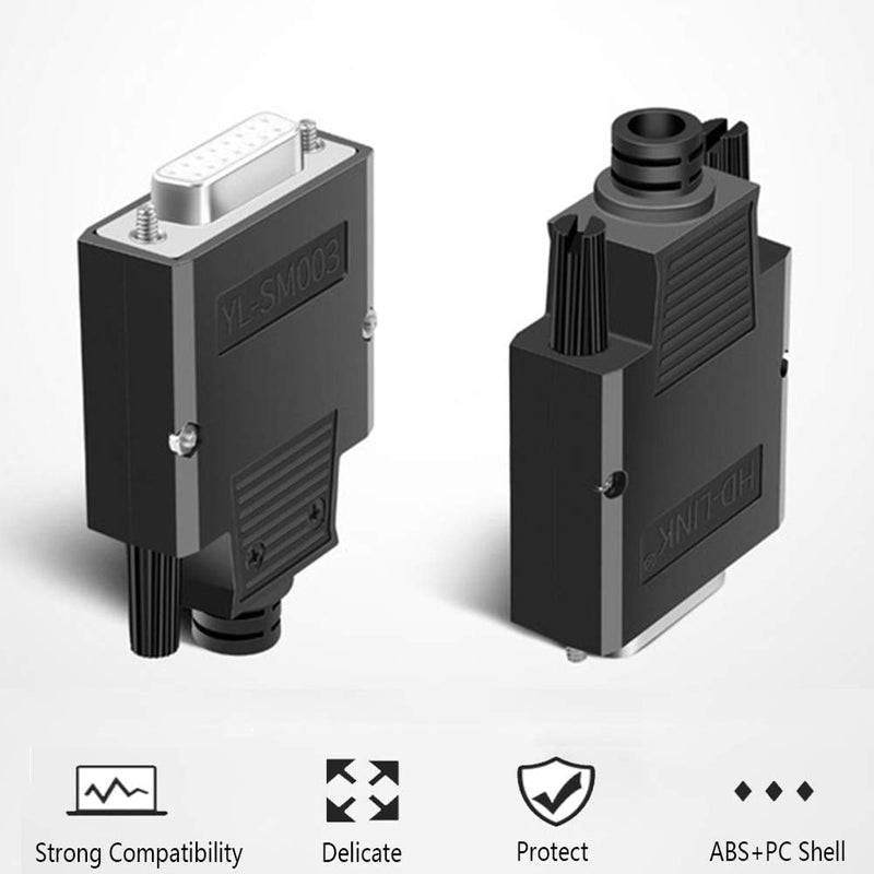 [Australia - AusPower] - Jienk DB15 Solderless Male Female RS232 D-SUB Serial Adapters, 16mm thinner 15 Pin Port Terminal Solderfree Breakout Board Connector with Case Accessories M/F 