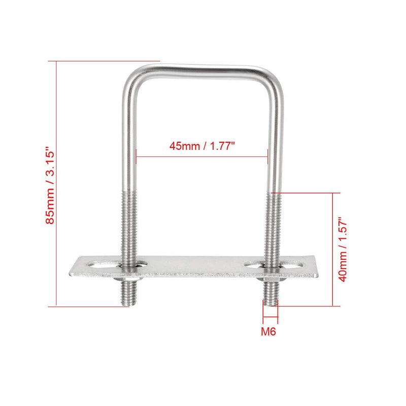 [Australia - AusPower] - uxcell Square U-Bolts M6 D x 1-3/4" W x 3-3/8" L 304 Stainless Steel with Nuts Frame 