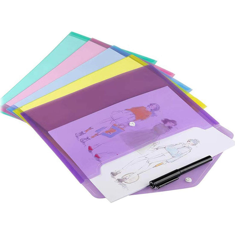 [Australia - AusPower] - Wiekyze Poly Envelope 12 Pcs Document Envelopes with Snap Button Quality Clear Document Folder for A4 Size (red) Red 