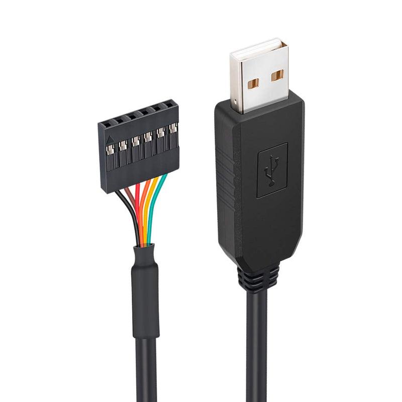 [Australia - AusPower] - DTECH FTDI USB to TTL Serial 5V Adapter Cable 6 Pin 0.1 inch Pitch Female Socket Header UART IC FT232RL Chip Windows 11 10 8 7 Linux MAC OS (6ft, Black) 6ft/1.8m 