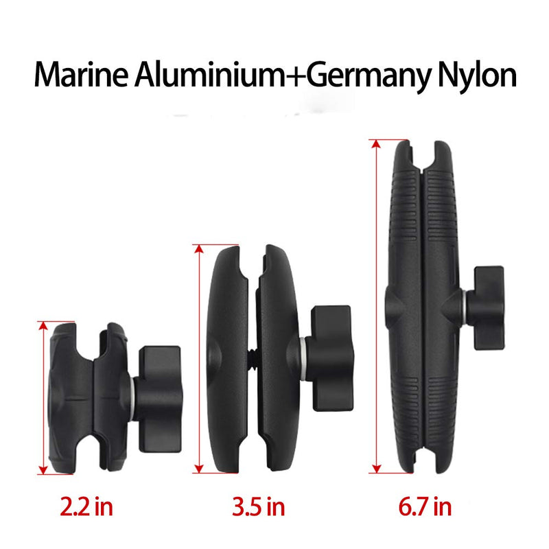 [Australia - AusPower] - Marine Aluminum Double Socket Arm for All Industry Standard 1 inch / 25mm / B Size Ball adapters, Compatible with RAM, Arkon, iBolt and More (3.5 in) 3.5 in 