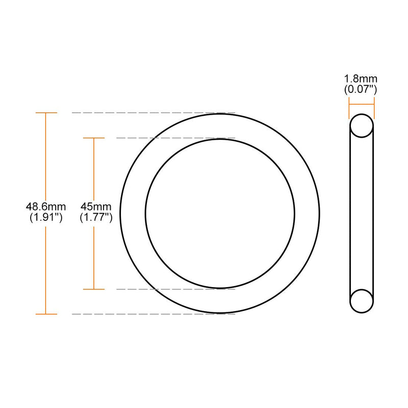 [Australia - AusPower] - uxcell Nitrile Rubber O-Rings 48.6mm OD 45mm ID 1.8mm Width, Metric Nitrile Rubber Sealing Gasket, Pack of 1 45x48.6x1.8mm 