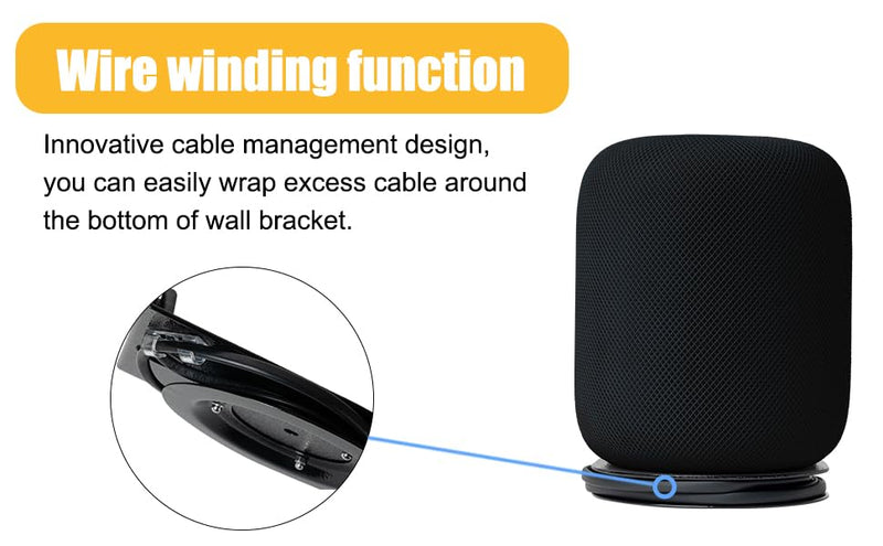 [Australia - AusPower] - shinar Metal Wall Mount Compatible with Homepod 2, Bracket Accessories Stand Compatible with Homepod 2 Integrated Cable Management Max. 12 (2-Pack, Black) 2 Pack 