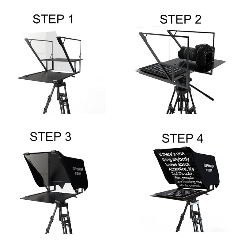 [Australia - AusPower] - Leeventi Teleprompter 5.0 | Includes Handy Foot Remote Control | Perfectly Compatible with Tablets, Smartphones, Photo & Video Cameras | Compact Design: 600g, 30x40x3 cm 