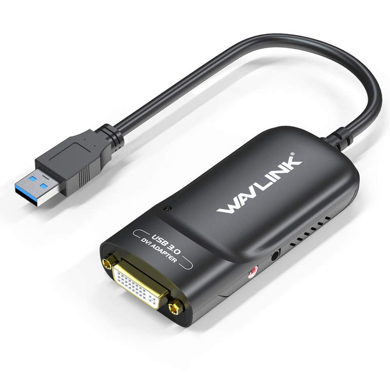 [Australia - AusPower] - WAVLINK USB 3.0 to DVI HDMI VGA Video Graphics Adapter Universal Converter with Audio Port Displaylink Chip Supports up to 6 Monitor displays, Compatible for Windows & Mac OS & Chrome OS USB to DVI 