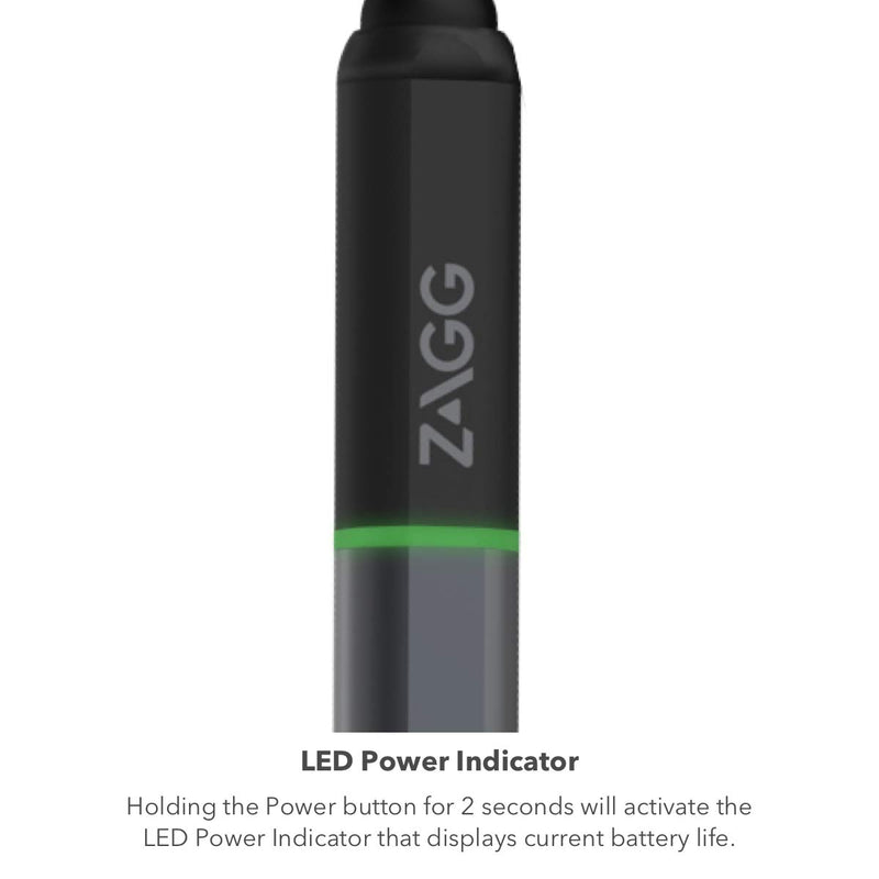 [Australia - AusPower] - ZAGG Pro Stylus with Active & Capacitive Tips, Palm Rejection, Tilt Recognition, Instant Bluetooth Pairing, Compatible with iPad Pro 11/12.9 (3,4, & 5 Gen)/Air 10.9/iPad 10.2/9.7/Mini 5 
