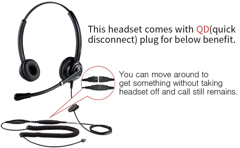 [Australia - AusPower] - Telephone Headset with Mic Mute & Volume Control for Landline Phone, Binaural Call Center Headset with Noise Cancelling Microphone for 6941 7841 7941 7942 7945 7960 7961 7962 7965 8845 8945 