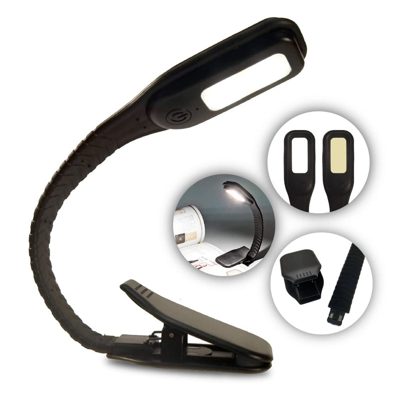 [Australia - AusPower] - RADIXIUM Black LED Rechargeable Book Light for Reading in Bed with 3 Color Temperatures, Brightness for Eye Caring, Perfect for Book Lovers, Festival Gifts 