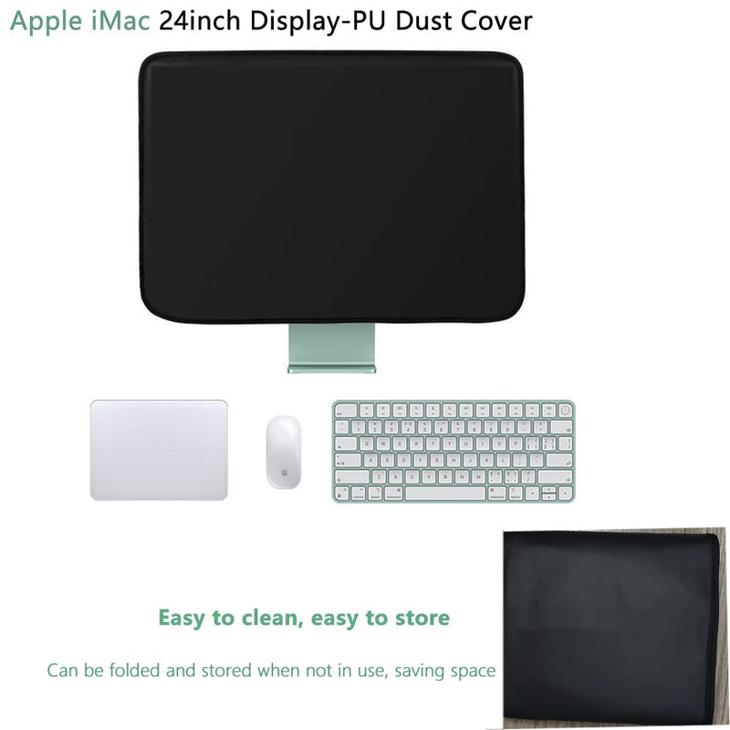 [Australia - AusPower] - Dust Cover for 2021 Apple iMac, Compatible with 24" 2021 Apple iMac Desktop Computer PU Leather Protection Pad Cover (24", Black) 24" 
