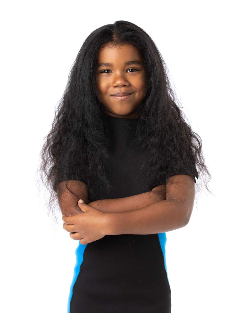 [Australia - AusPower] - SOUL CAP JR - Large Swimming Cap for Children - Designed for Long Hair, Dreadlocks, Weaves, Hair Extensions, Braids, Curls & Afros - Silicone Medium Black 