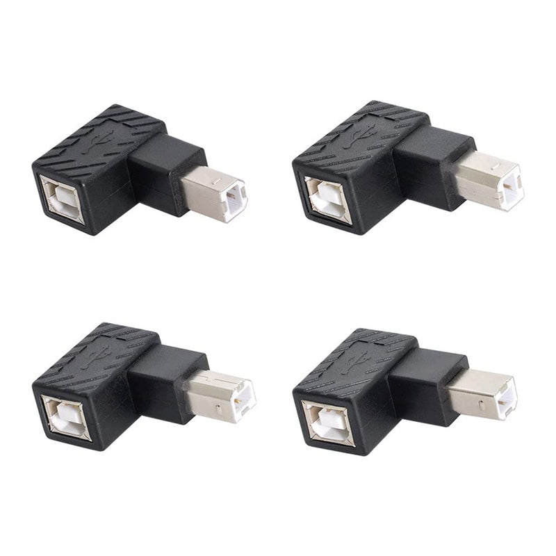 [Australia - AusPower] - Xiwai 4Pcs USB 2.0 B Type Male to Female Extension Adapter Horizontal Vertical Angled 90 Degree for Disk Scanner 