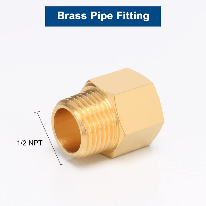 [Australia - AusPower] - BathAce Brass Pipe Fitting, Heavy Duty Metal Thread Solid Brass Reducer Adapter Pipe Reducing Connector, 2 Pack (1/2 Male Pipe x 1/2 Female Pipe) 1/2 Male Pipe x 1/2 Female Pipe 