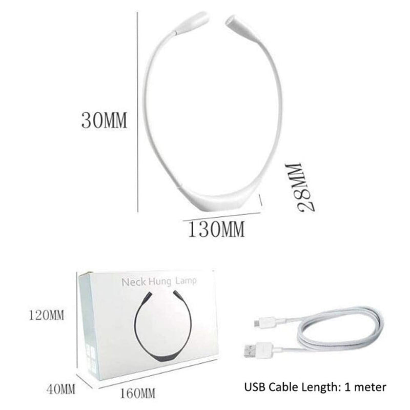 [Australia - AusPower] - QEBIDUM Led Neck Reading Light, Book Light for Reading in Bed, Necklamp Necklight Hands Free Hung USB Rechargeable Flexible Booklight, Night Reading Lamp for Indoor Knitting Outdoor Camping White 