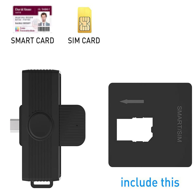 [Australia - AusPower] - USB C DOD Military USB Common Access CAC Smart Card Reader and SIM Card Reader,Compatible with Mac Os, Windows,Linux 