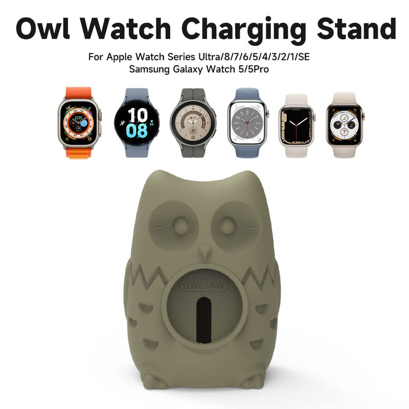 [Australia - AusPower] - MOSHOU Eagle Charger Stand Compatible with Apple Watch Series Ultra/8/SE2/7/6/SE/5/4/3/2/1 (49mm,45mm,44mm,42mm,41mm,40mm,38mm),Silicone Drop-Proof,Watch Charger Dock Support Night Stand Mode (Grey) Grey 