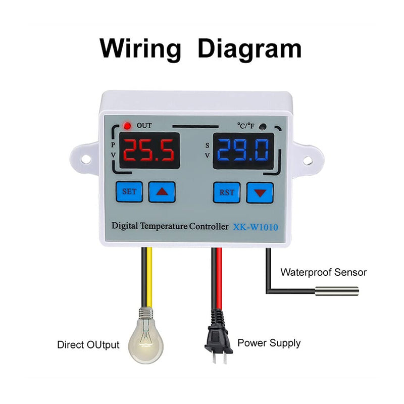 [Australia - AusPower] - Acxico 1Pcs Digital Temperature Controller LED Thermostat Switch with NTC Waterproof Probe Tester 110-220V 10A for Incubator 