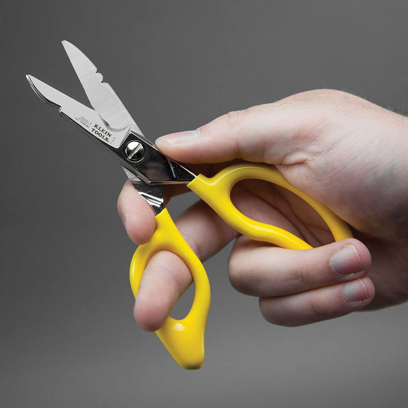 [Australia - AusPower] - Klein Tools 26001 Scissors, All-Purpose Electrician's Scissors with Cable Cutting Notch, Serrated Blades, Deburr Notch, 6.75-Inch 