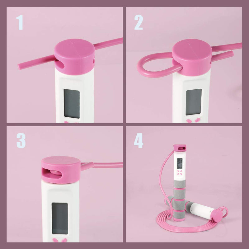 [Australia - AusPower] - Jump Rope, Digital Weighted Handle Workout Jumping Rope with Calorie Counter for Training Fitness, Adjustable Exercise Speed Skipping Rope for Men, Women, Kids, Girls Pink 